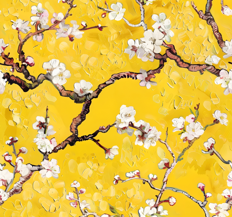 Yellow roller blind with floral spring design - TenStickers
