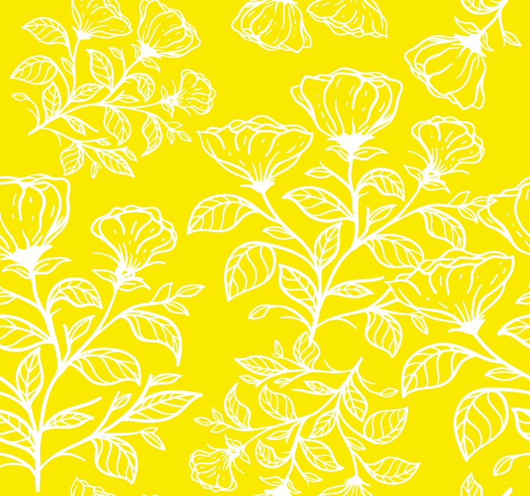 Yellow roller blind with floral design pattern - TenStickers