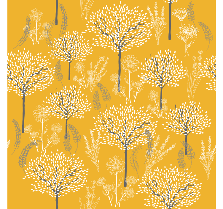 Yellow roller blind with tree pattern - TenStickers
