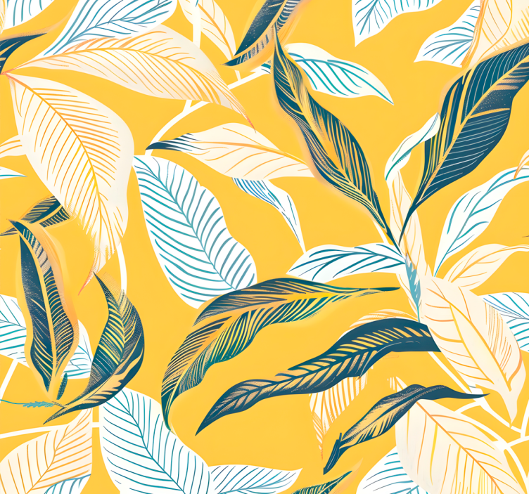 Yellow roller blind with mediterranean plants - TenStickers