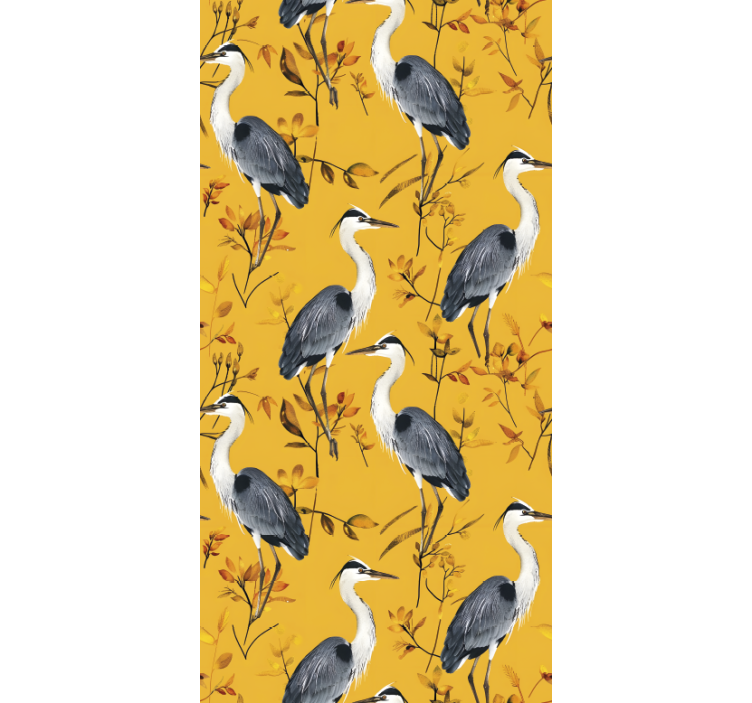 Yellow roller blind with herons design - TenStickers