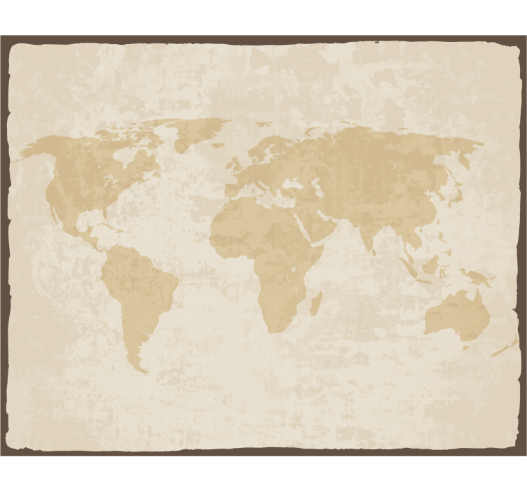 Living room roller blind vintage white beige world map - TenStickers