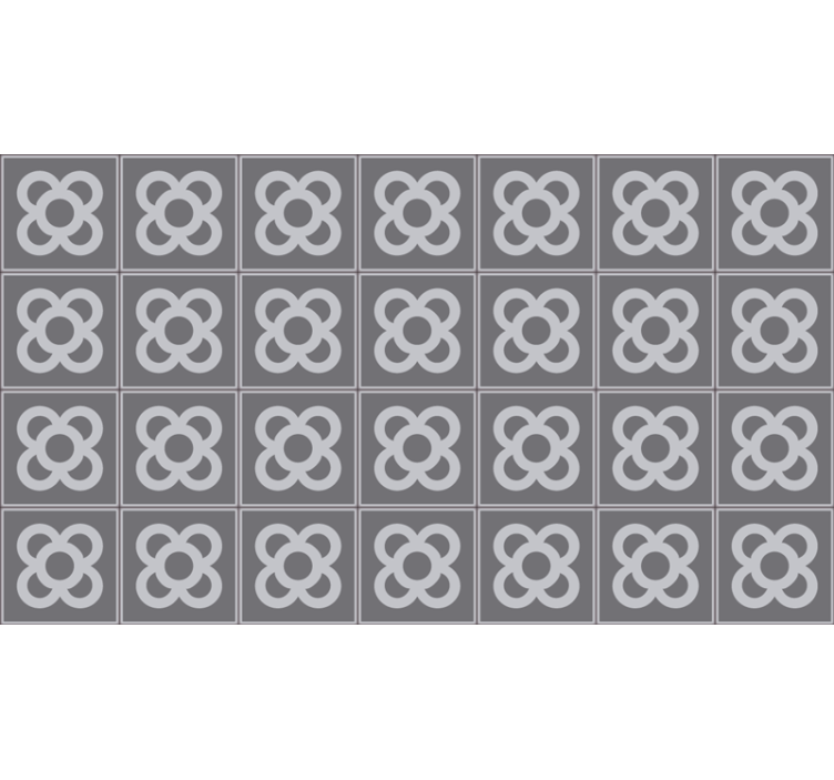 Grey roller blind with barcelona tile design - TenStickers