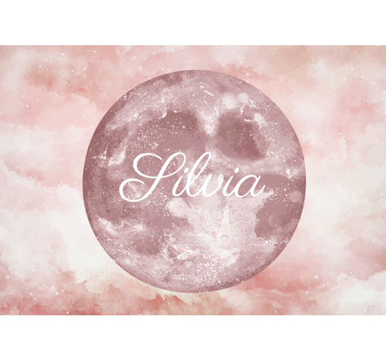 Pink roller blind moon with name - TenStickers