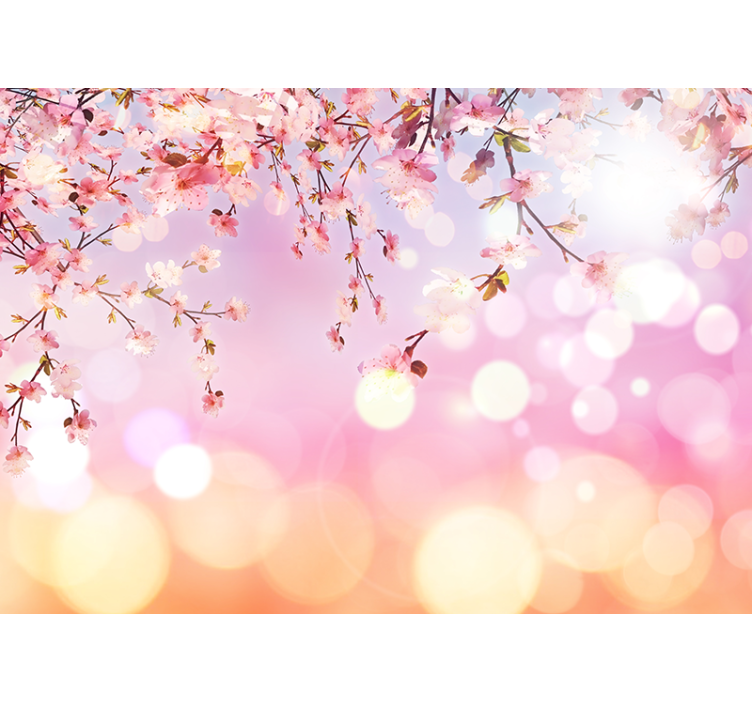 Pink roller blind cherry blossom 3d design - TenStickers