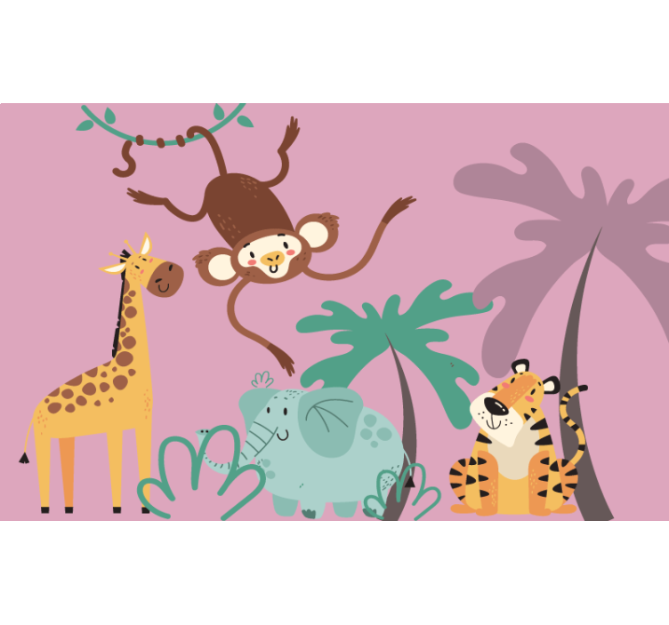 Purple roller blind with colorful safari animals - TenStickers