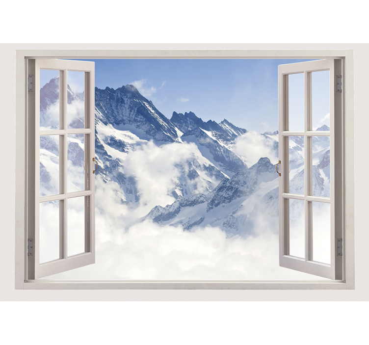 Living room roller blind mountain view blue sky - TenStickers