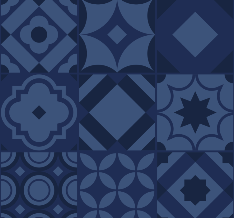 Blue roller blind navy blue tiles - TenStickers