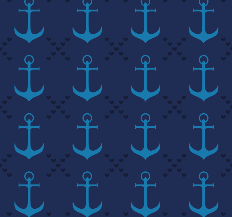 Blue roller blind with navy blue anchors - TenStickers