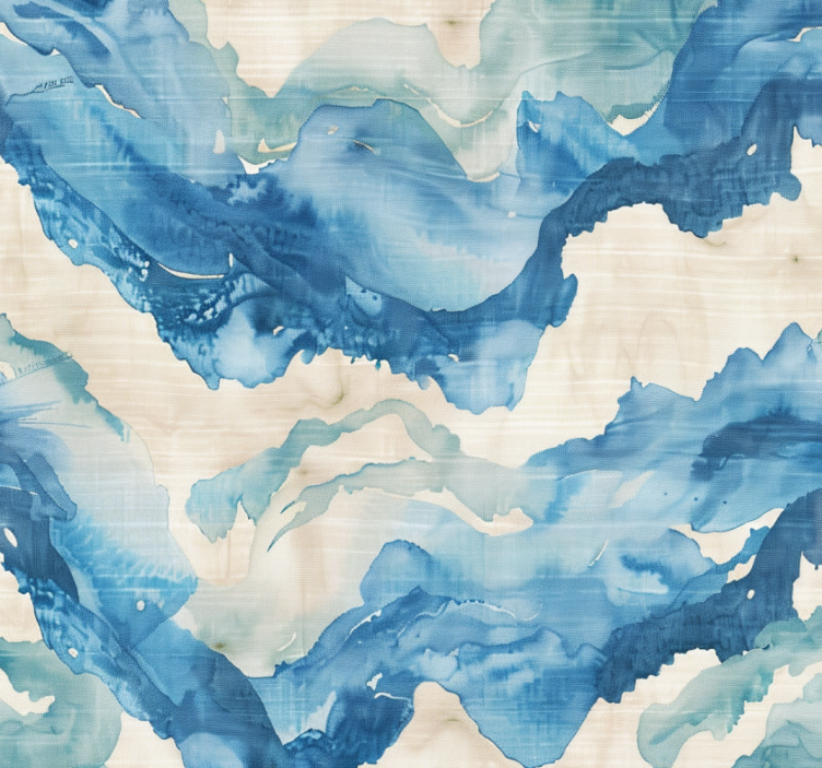 Blue roller blind with marbled waves design - TenStickers