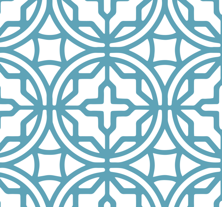 Blue roller blind with geometric turquoise design - TenStickers