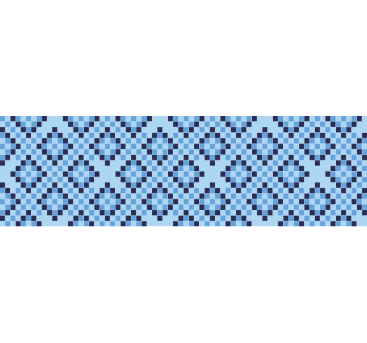 Blue roller blind with geometric blue pixel design - TenStickers