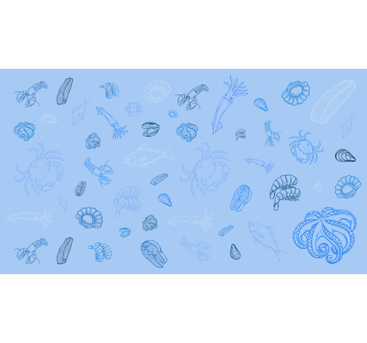 Blue roller blind with seafood design - TenStickers