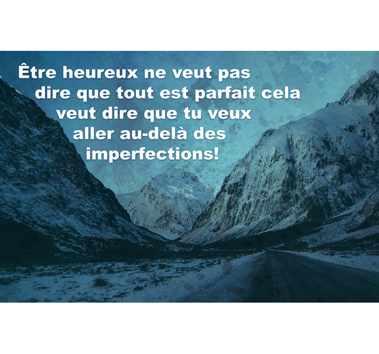 Blue roller blind snowy mountain road view - TenStickers