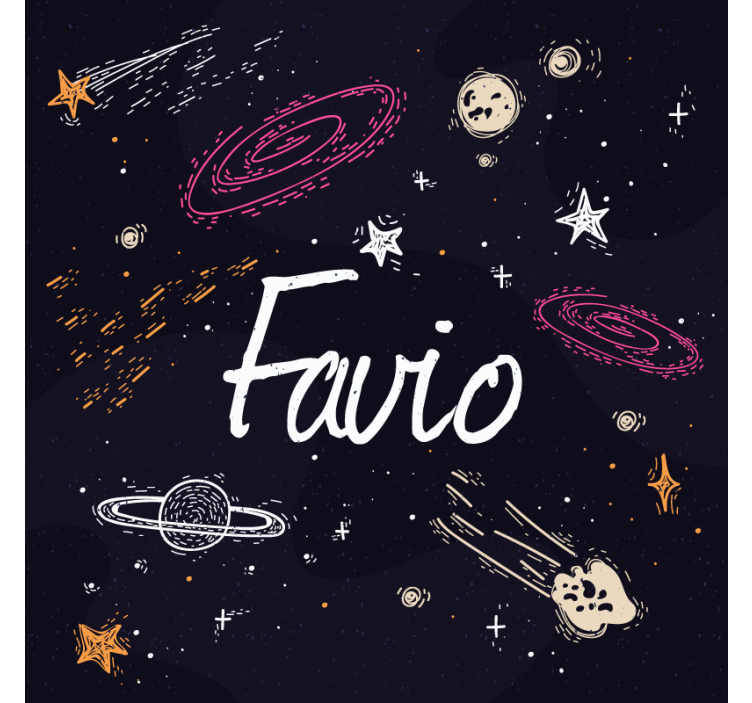 Blue roller blind galaxy with customizable name - TenStickers