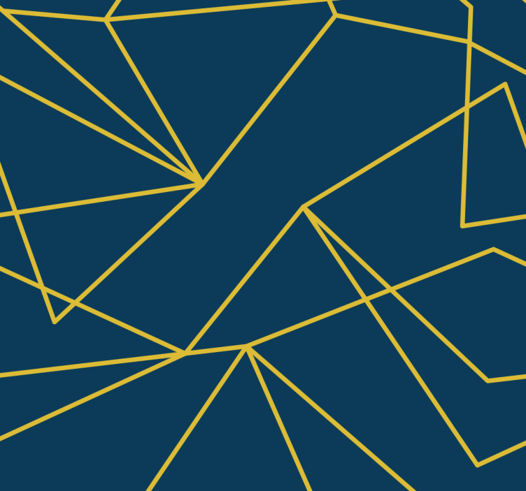 Blue roller blind with geometric gold lines - TenStickers