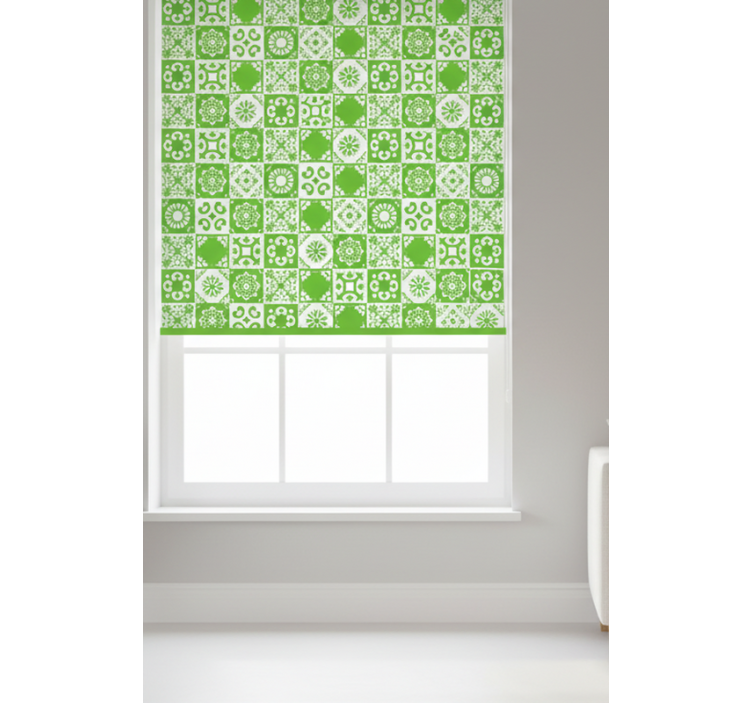 Green roller blind in abstract green and white - TenStickers