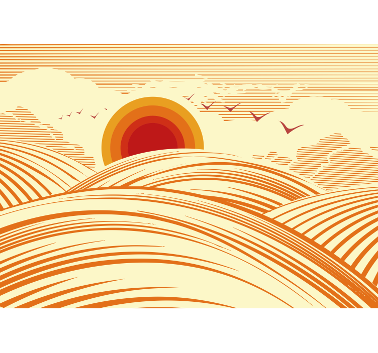 Living room roller blind 70's landscape design - TenStickers