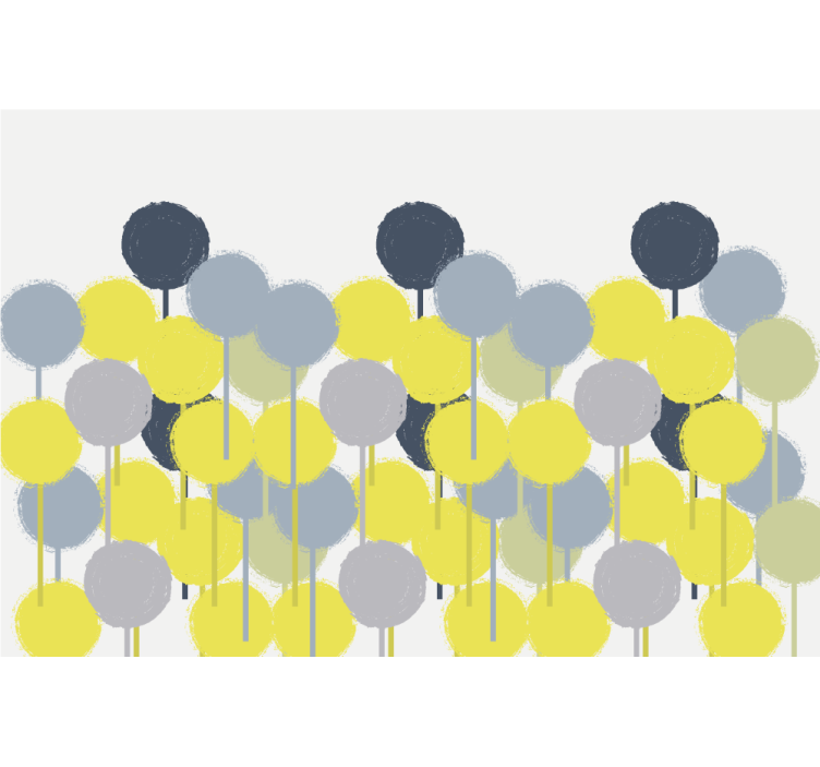 Living room roller blind in minimalistic yellow gray circles - TenStickers