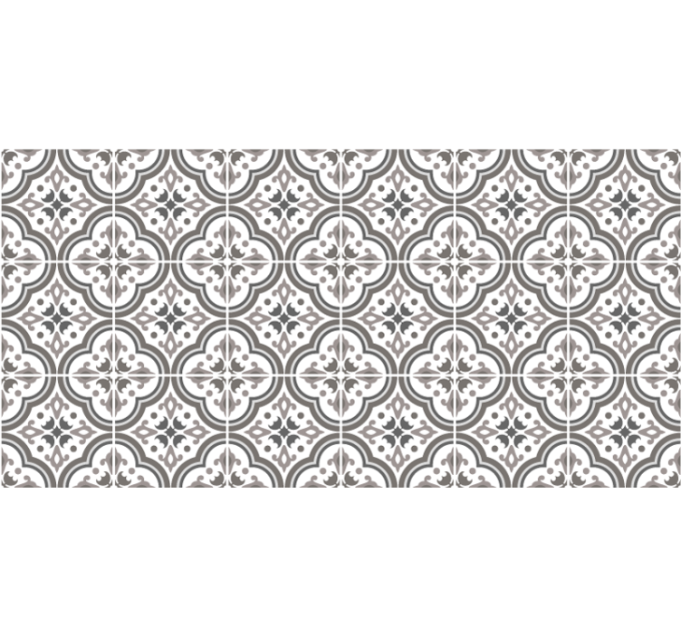 Grey roller blind with grey tiles and flowers - TenStickers
