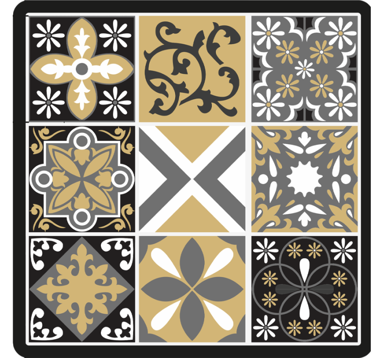 Bedroom roller blind with gold and silver tiles - TenStickers