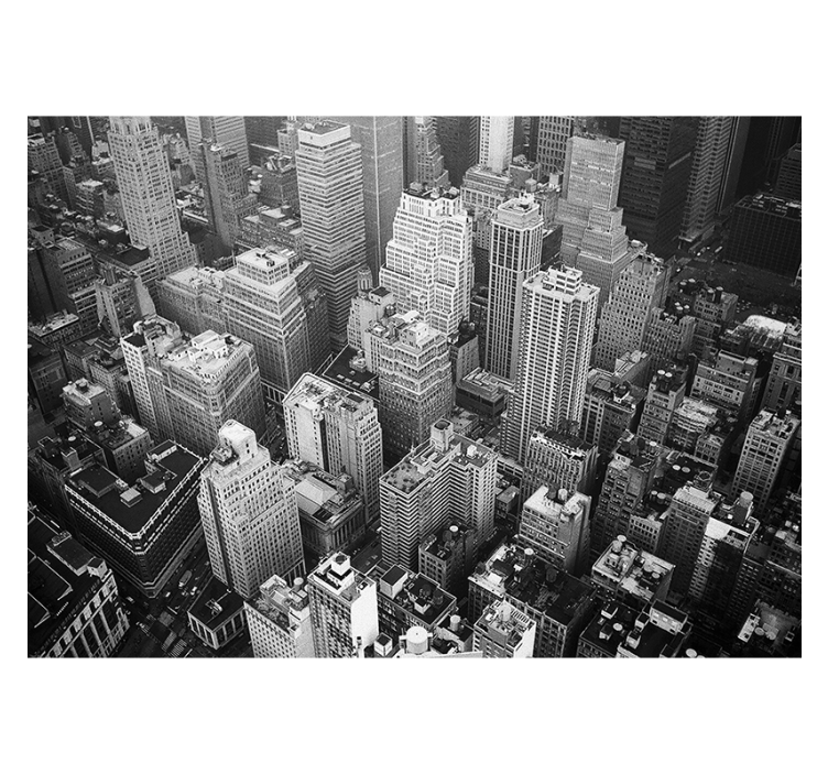 Grey roller blind new york aerial in black and white - TenStickers