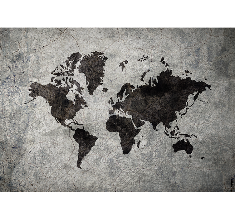 Grey roller blind industrial style world map - TenStickers