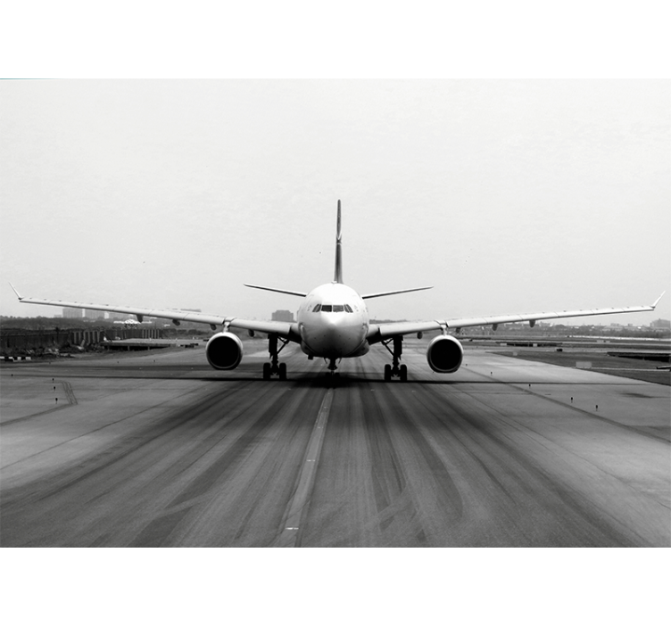 Grey roller blind plane on the runway - TenStickers