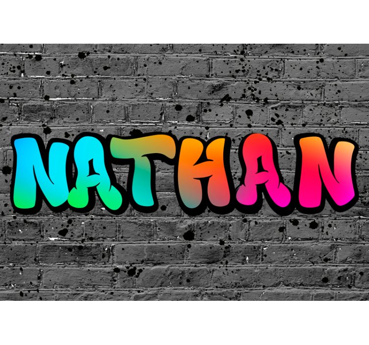 Grey roller blind rainbow name in brick - TenStickers