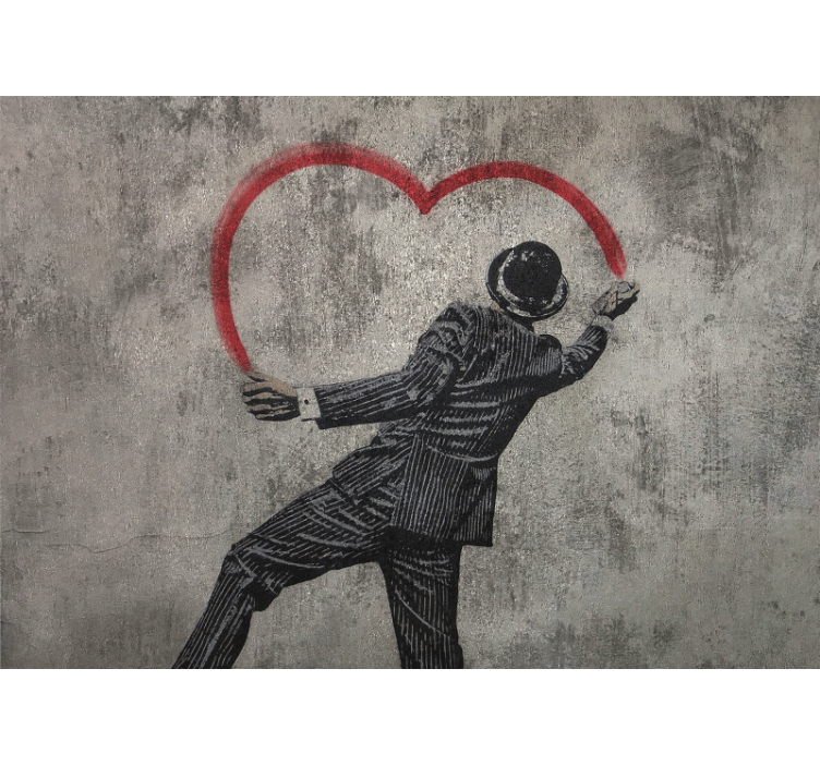 Grey roller blind banksy heart graffiti design - TenStickers