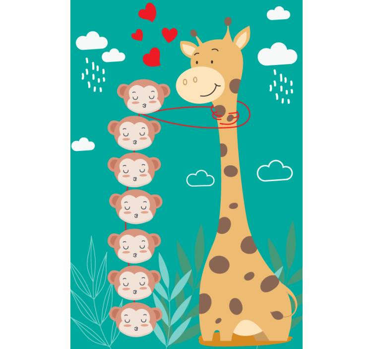Giraffe Monkey Love animals roller blind - TenStickers