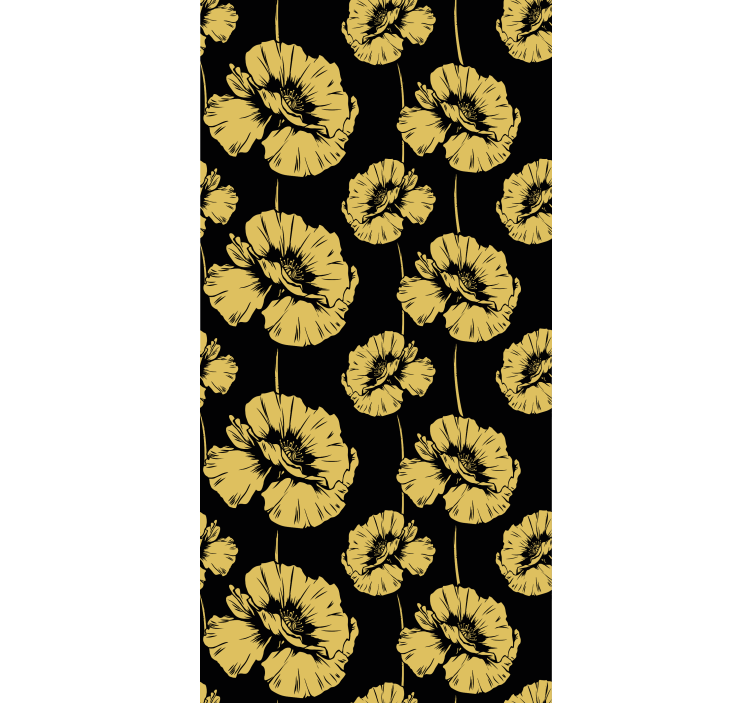 Floral roller blind in yellow and black design - TenStickers