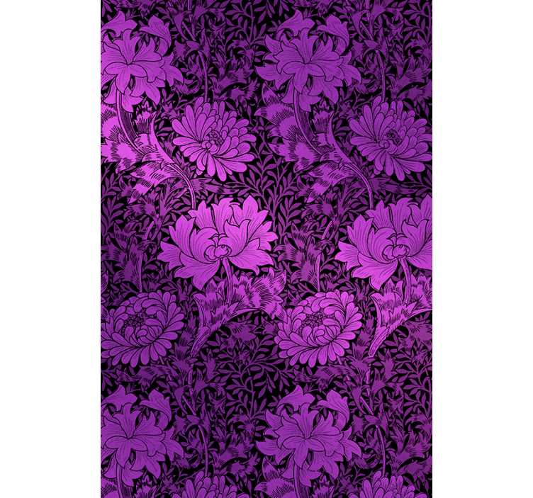 Purple botanical motif floral roller blind - TenStickers