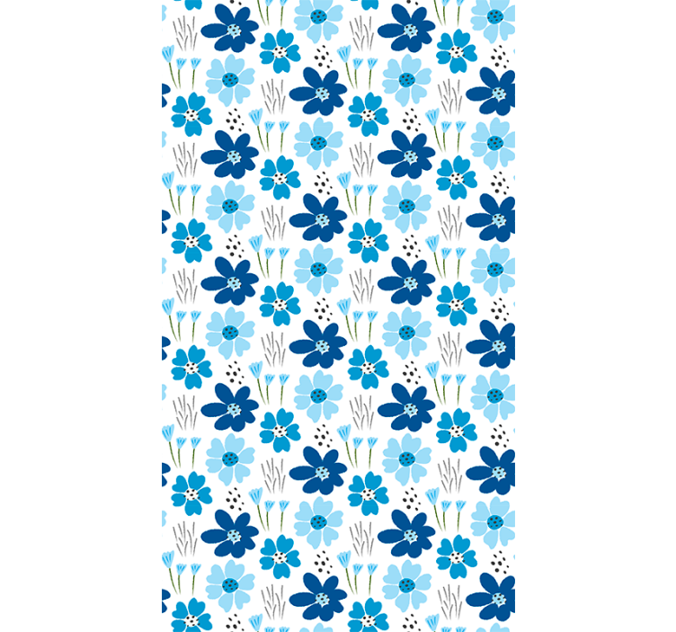 Blue simple pattern roller blind flowers - TenStickers