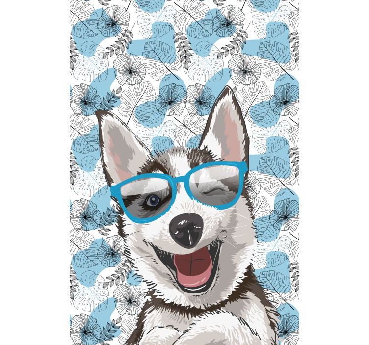 Cute dog smiling Flower blind - TenStickers