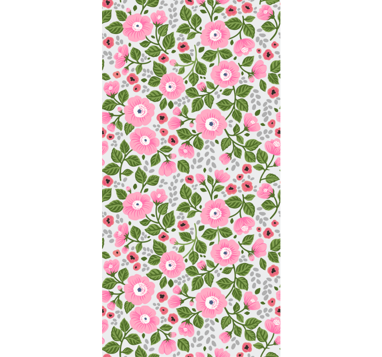 Pink blooms garden roller blind flowers - TenStickers