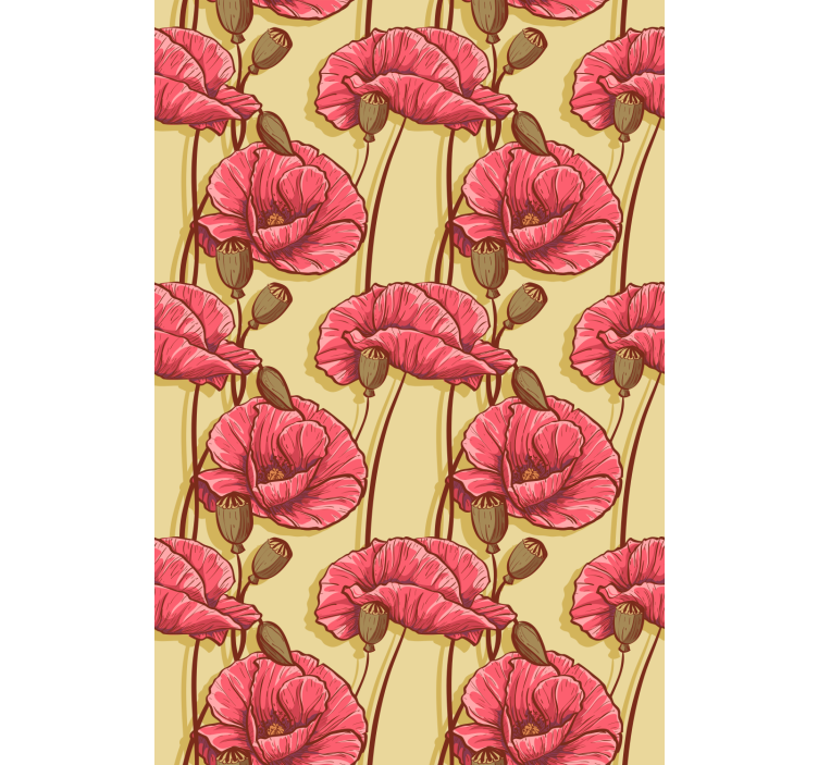 Vintage red poppies pattern Flower blind - TenStickers