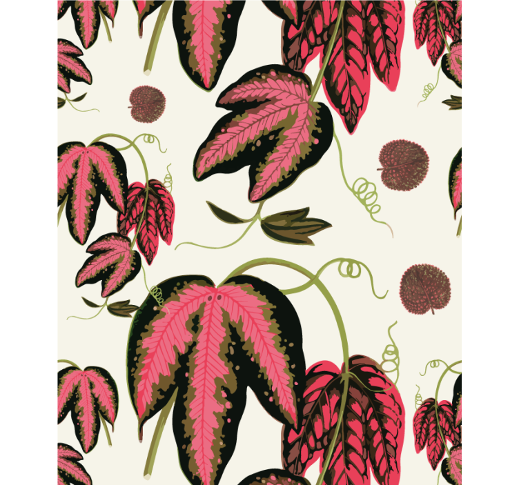 Pink leaf patterns roller blind flowers - TenStickers