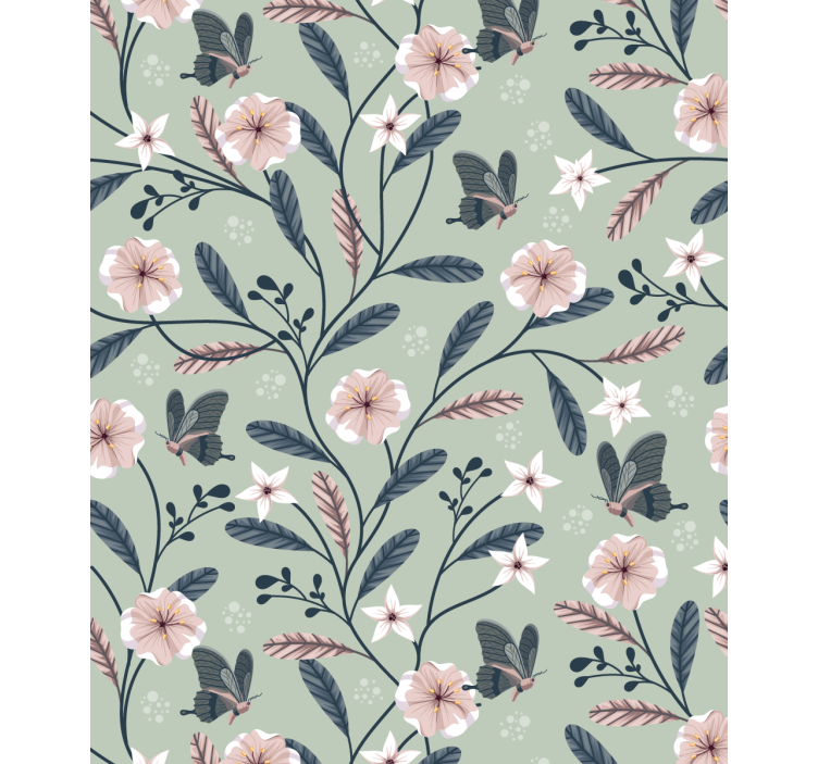 Floral Butterfly Patterns roller blind flowers - TenStickers