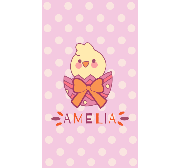 Baby chick with bow and name custom roller blind - TenStickers