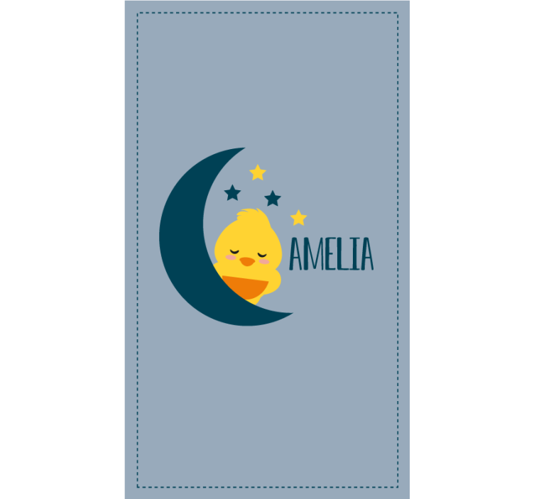 Moon chick with name kids roller blind - TenStickers