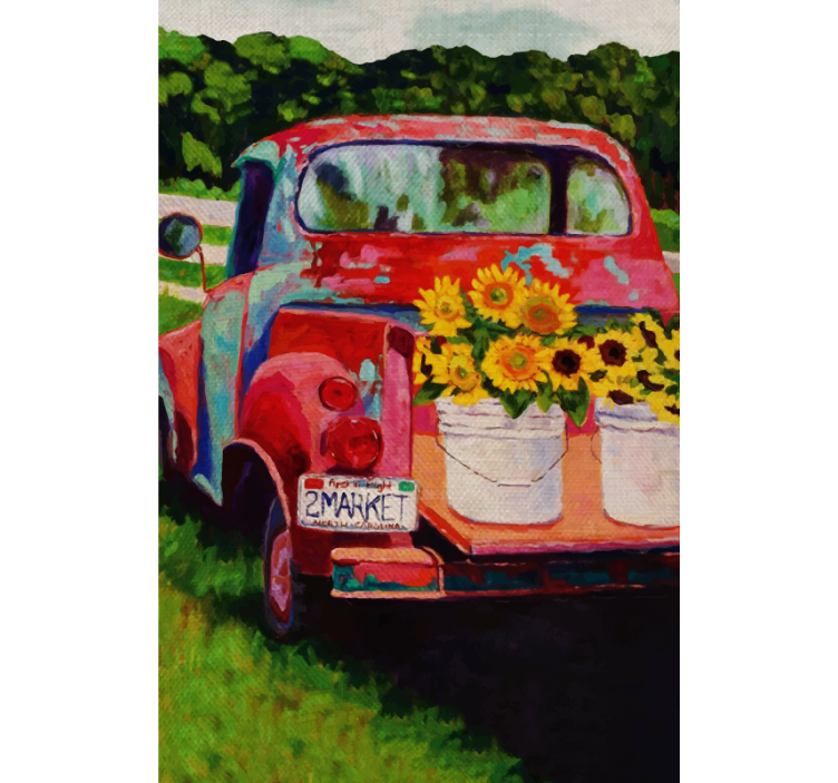 Vintage Truck Bouquet floral roller blind - TenStickers