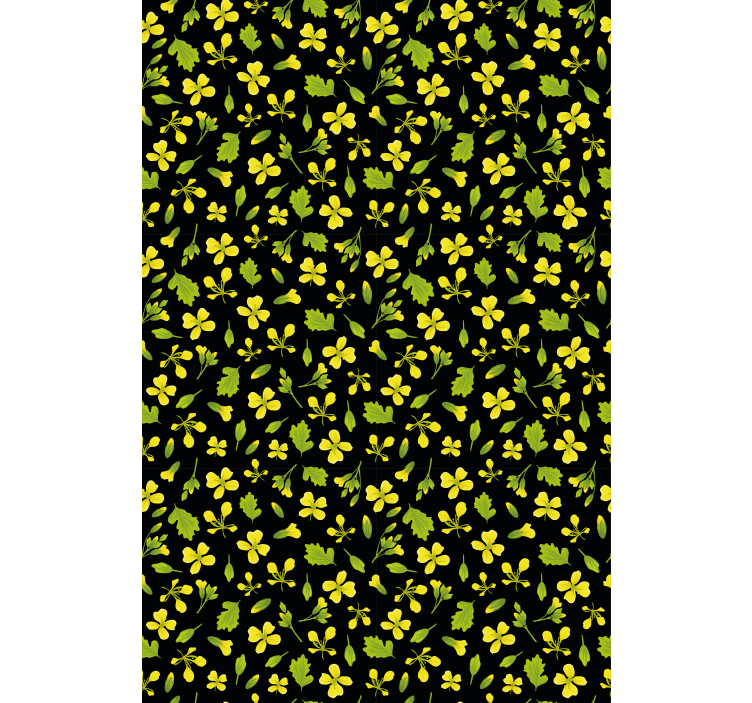 Yellow and black pattern roller blind flowers - TenStickers