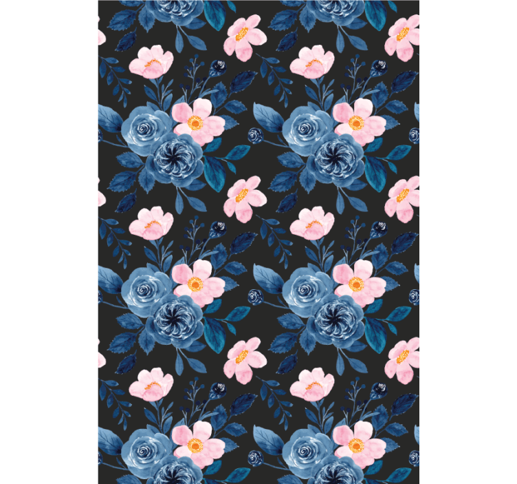 Blue floral motif roller blind flowers - TenStickers