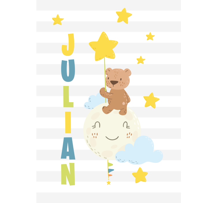 Bear holding star with name kids roller blind - TenStickers