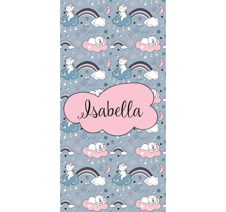 Bear rainbow with name kids roller blind - TenStickers