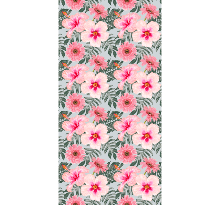 Hibiscus and flowers living room roller blind - TenStickers