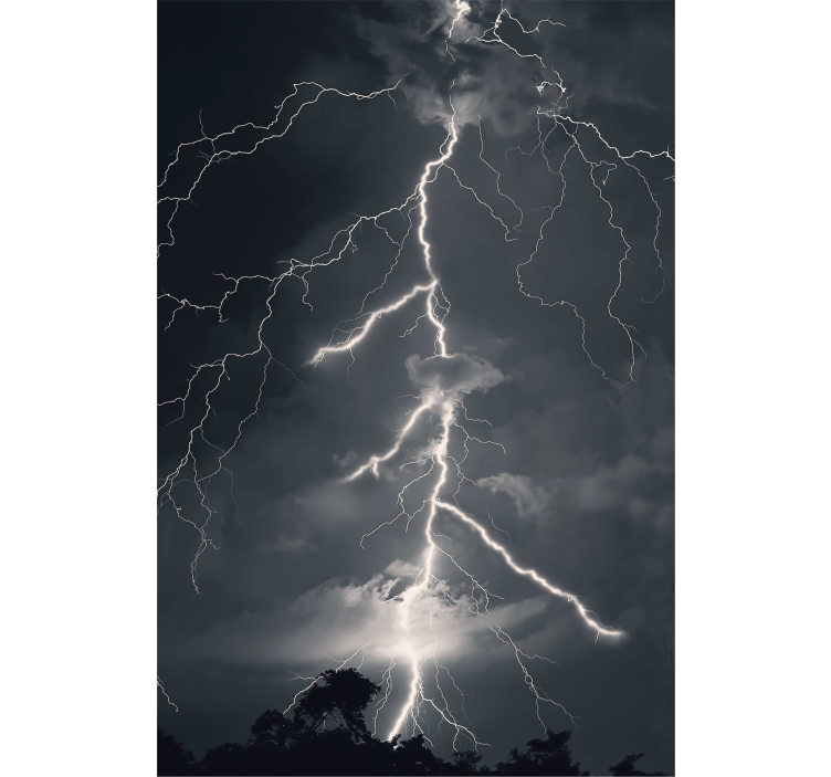 Striking Lightning Display roller blind clouds - TenStickers