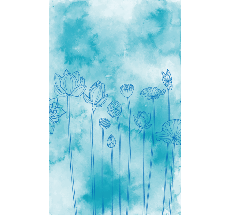 Lotus Blue Pattern roller blind flowers - TenStickers