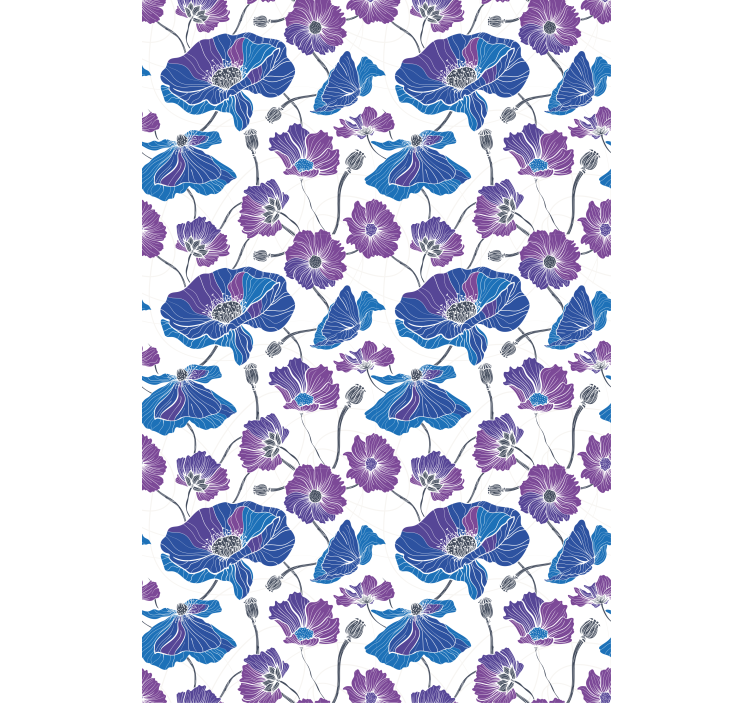 Blue and pink pattern roller blind flowers - TenStickers